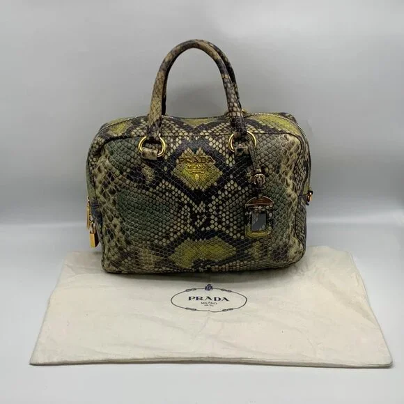 Prada Cervo Lux Printed Snakeskin Leather Tote - Picture 12 of 14